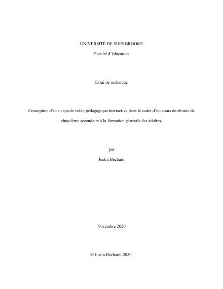 Page couverture du document de Béchard, Justin