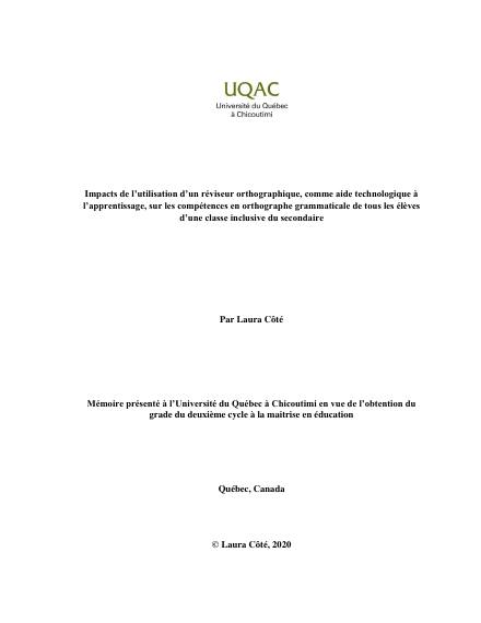 Page couverture du document de Côté, Laura