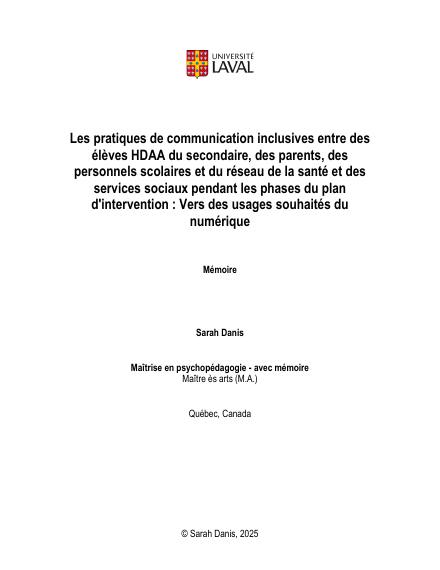 Page couverture du document de Danis, Sarah