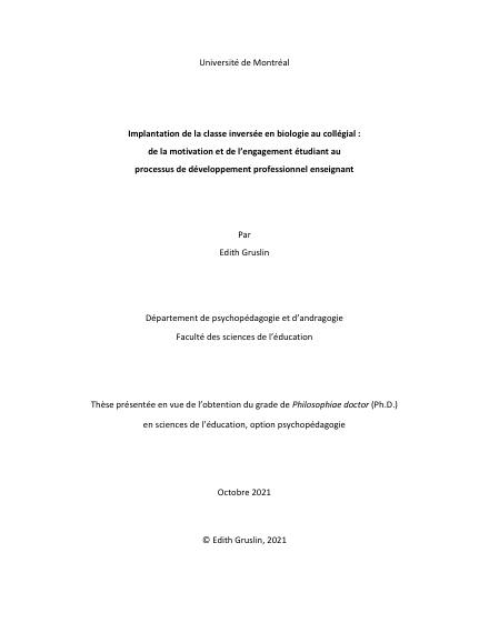 Page couverture du document de Gruslin, Édith